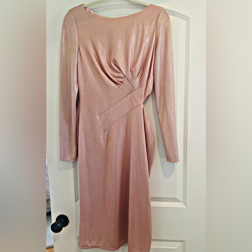 Lauren Ralph Lauren shiny very light pink side cut out dress . Never worn!